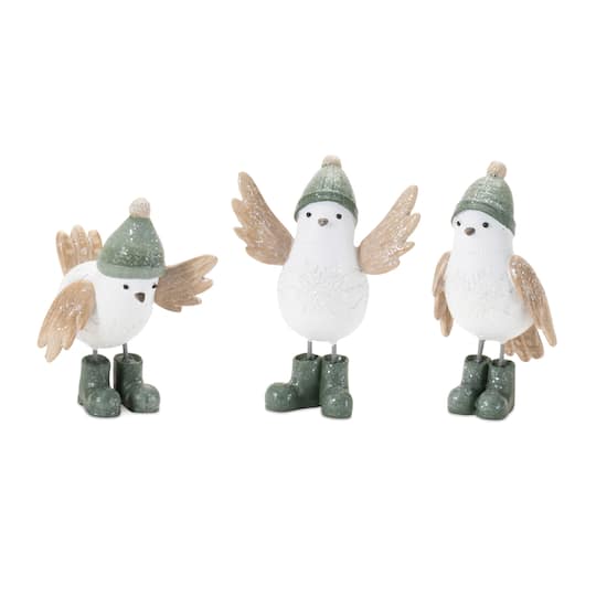 Winter Bird with Snowboots Figurine Set